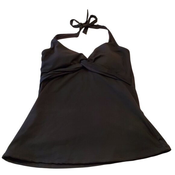 Garnet Hill Swim Halter PaddedTakini Black Size 10 - Picture 2 of 13